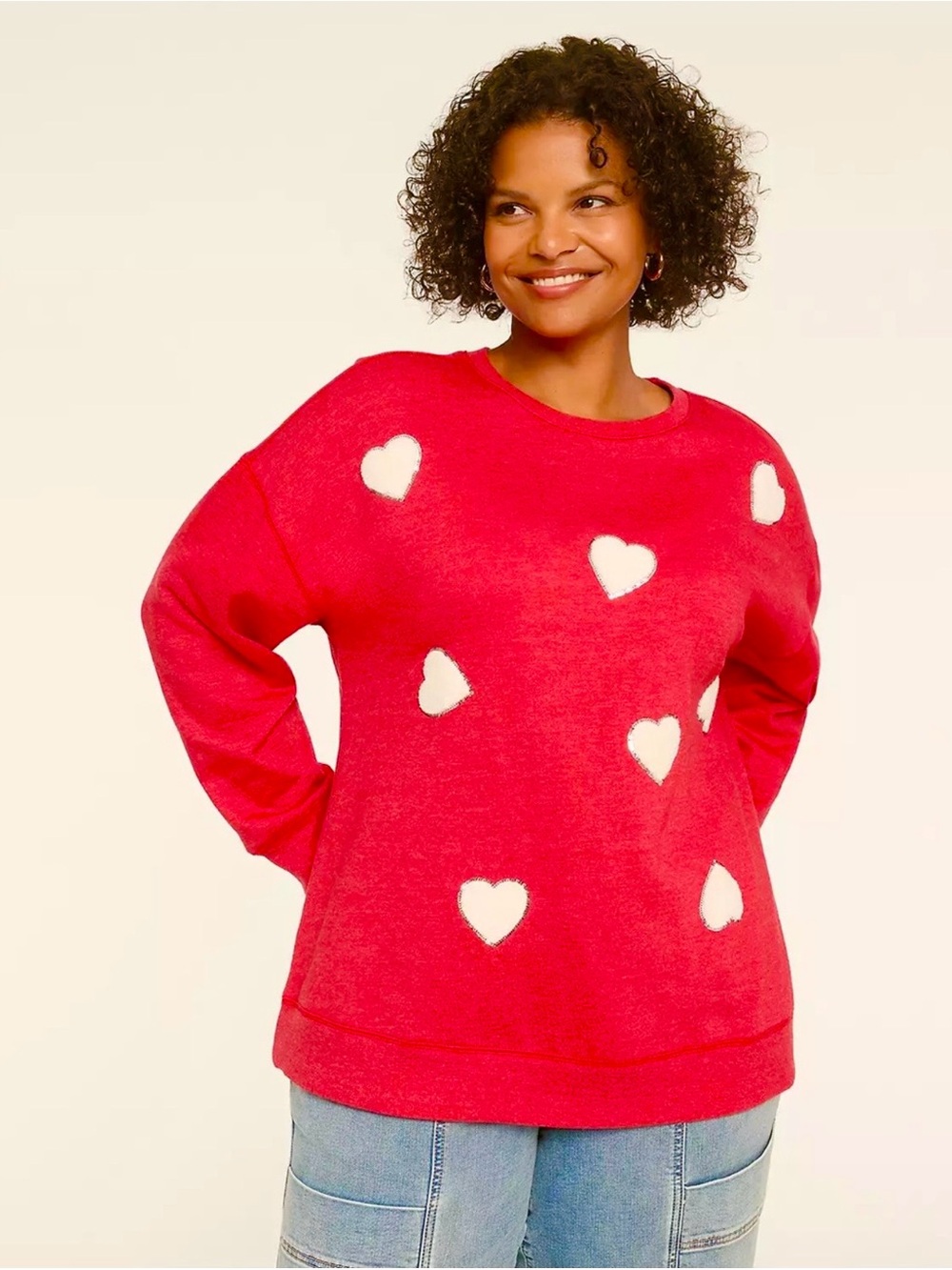 26/28 Lane Bryant Chenille & Sequin Heart Graphic Sweatshirt